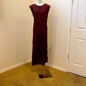 Zara burgundy Maxi Dress with shoulder pads